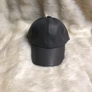 Grey Leather Hat